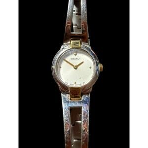 Seiko Women's Two-Tone Stainless Steel Quartz Watch White Dial Petite Bracelet